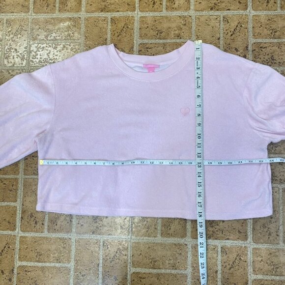 Stoney Clover Lane Pink Terry Cloth Cropped Sweatshirt - Picture 12 of 12